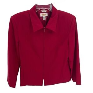 Talbots Cropped Jacket Blazer Womens Size 12 petite wool rust red